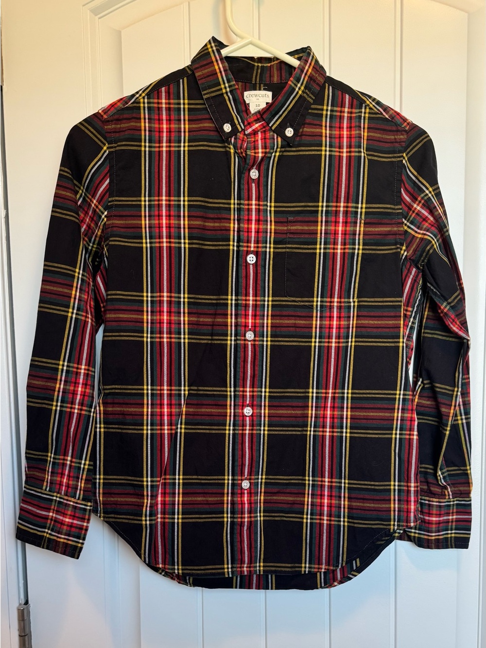 Crewcuts Black Plaid Button-Down Shirt with Red & Yellow Stripes